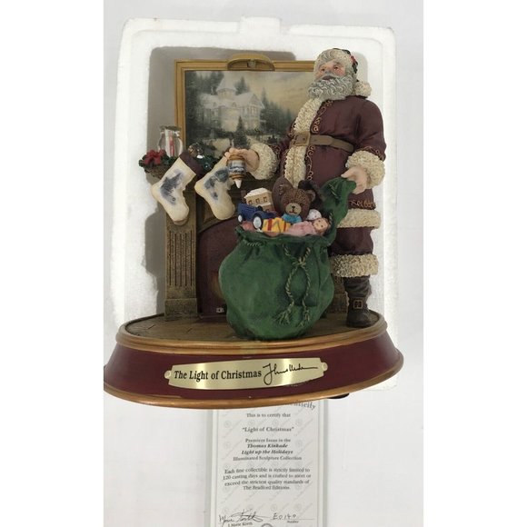 Thomas Kinkade Light Up The Holidays The Light Of Christmas Santa Fireplace COA - Picture 2 of 12